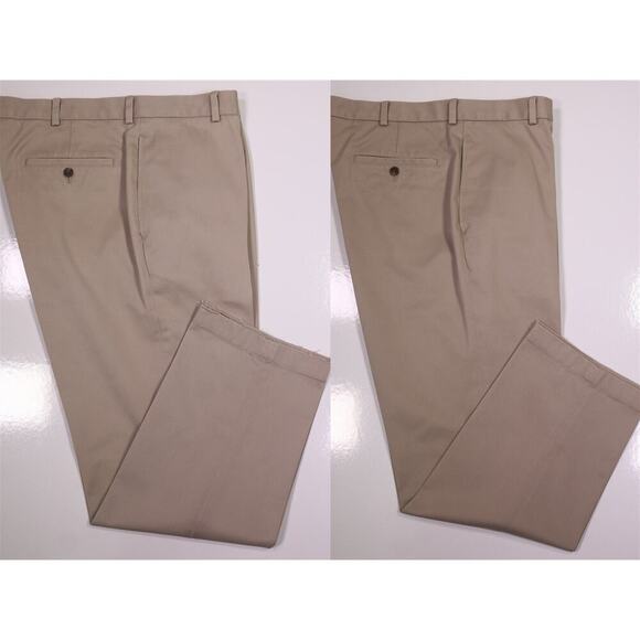 Brooks Brothers Advantage Chino * Lot of 2 * Khaki Flat Front Cotton Pants 38x30 - Picture 1 of 15